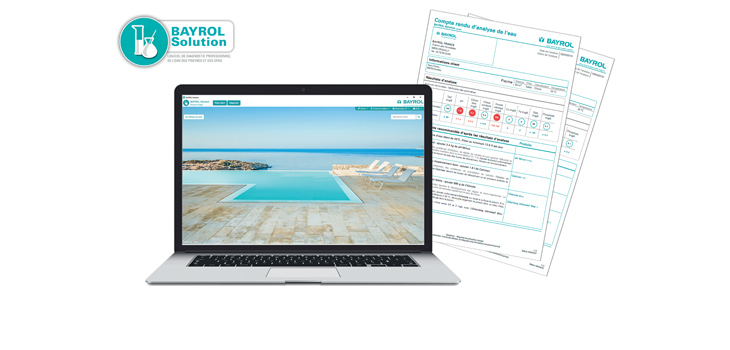 Diagnostic professionnel de l'eau piscine Bayrol Solution sur écran avec rapport personnalisé pdf