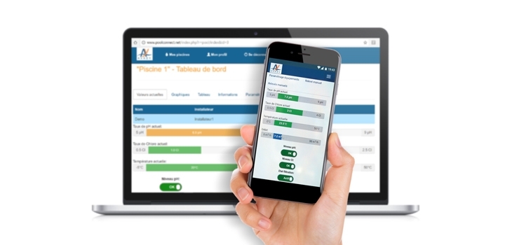 interface web AvadyConnect Avady Pool contrôle traitement qualité de l'eau de piscine