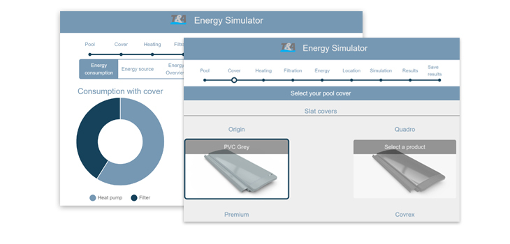 Simulateur d'économies d'énergie sur le site web de T&A couvertures piscine