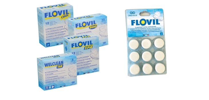 5 produits Flovil : Choc, Duo, Sacal, Welclean, Flovil Spa