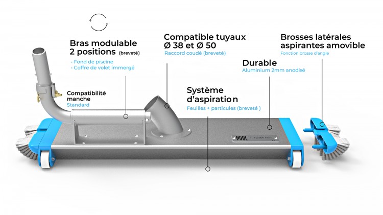 Explications usage du balai de nettoyage piscine et coffre Twist Pro