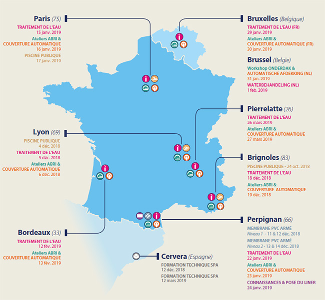 Fluidra carte de France Formations