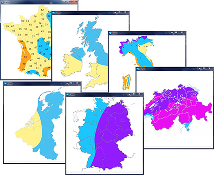 cartes du logiciel Aquavariation 