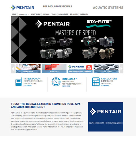 nouveau site web Pentair