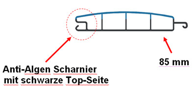 Oase anti-algen Scharnier mit schwarze Top-Seite