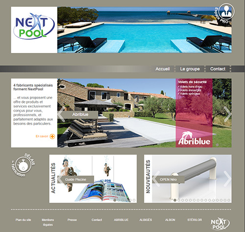 Page d'accueil du nouveau site Nextpool